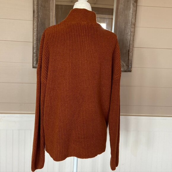 Loose Fit Pullover Fall Mock Turtleneck Rust Sweater Womens Sz S - Picture 5 of 7